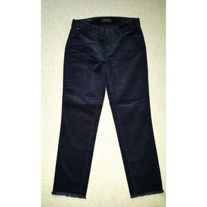Womens Pants-TALBOTS-navy corduroy "flawless 5-pocket slim ankle frayed hem"-4
